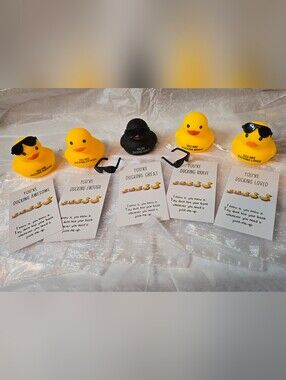 5 Pc Set of Inspirational Rubber Duckies – Yellow & Black